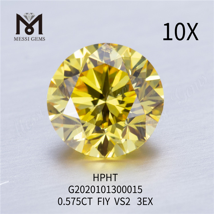 0.575ct FIY VS2 3EX Round lab made yellow diamonds