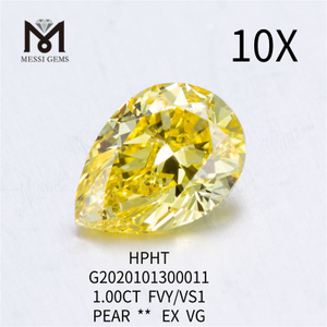 1ct FVY VS1 PEAR cut eco lab diamonds EX