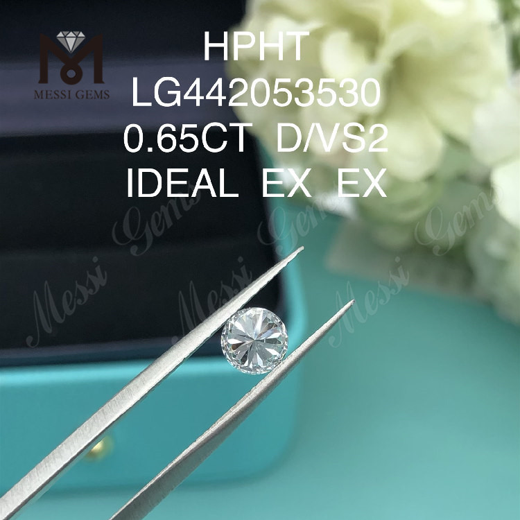 0.65 carat D VS2 Round lab grown diamond IDEAL
