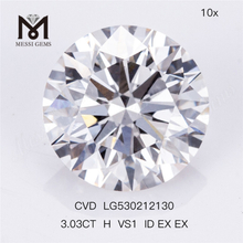 3.03ct H VS1 ID EX EX Round Shape Loose Lab-grown Diamond Factory Price 