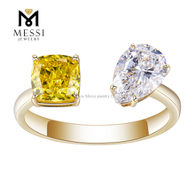 18k gold ring fashion ring yellow＆white lab diamond ring for women