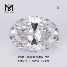 2.98ct E colour cvd diamond oval vvs loose lab grown diamonds IGI