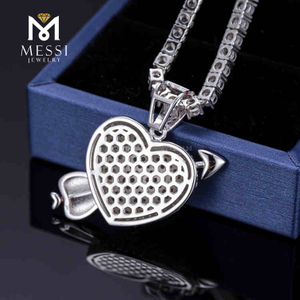 Heart ＆ Arrow Hip-Hop rapper Moissanite stone Pendant for sale