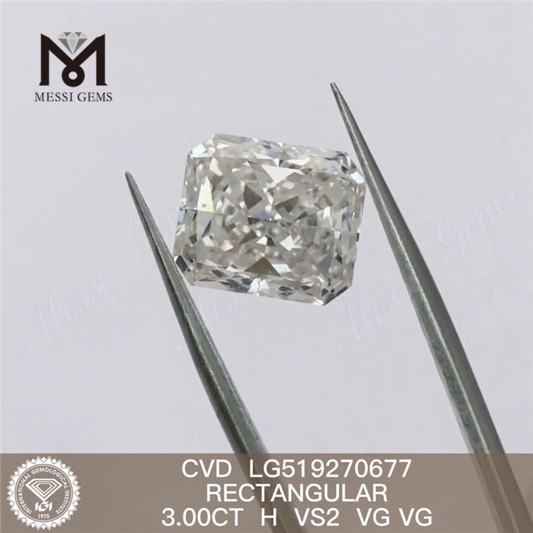 3ct RECTANGULAR IGI 3 carat man made diamond