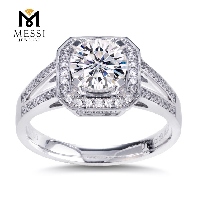 14 18k gold halo cut engagement rings White Gold Jewelry Women Gift Best Selling Classics Design 