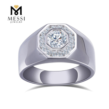 10Kホワイトゴールド9.5gハロースタイルラボダイヤモンド男性結婚指輪