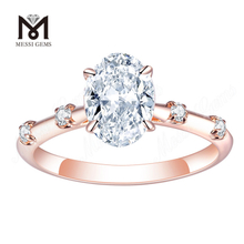 Bague de mariage personnalis&eacute;e en or rose, bague ovale en diamant cultiv&eacute; en laboratoire IGI