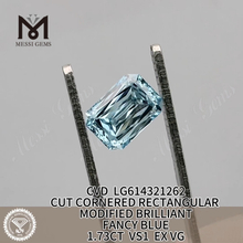 1.73ct lab dyrket simulerede diamanter vs1 rektangulært blå CVD LG614321262 丨 messigems
