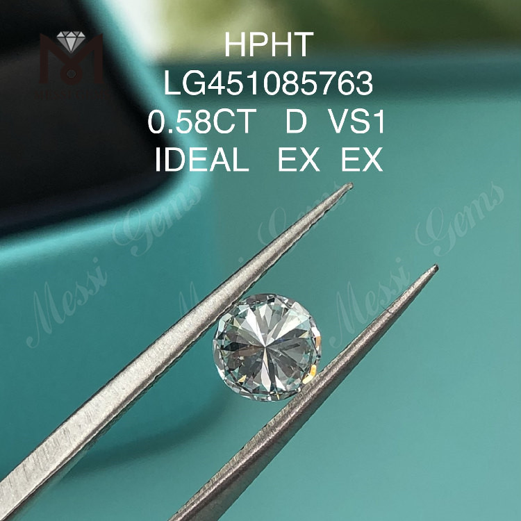 HPHT lab diamonds ROUND BRILLIANT 0.58ct VS1 D IDEL Cut
