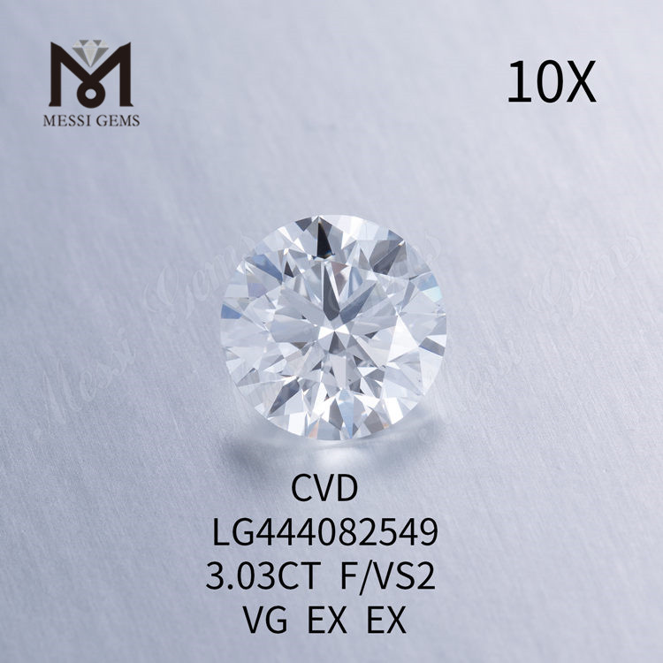 3.03 ct F VS2 Round lab diamonds VG Cut Grade