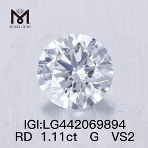 1.11 carat G VS2 Round BRILLIANT IDEAL 2EX lab grown diamond 1 carat