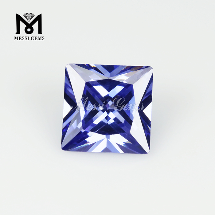 Square princess cut tanzanite color synthetic cubic zirconia stone 