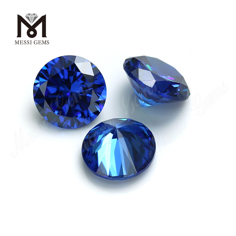 High Quality round Shape 8.0mm Blue topaz CZ Cubic Zirconia Stone Price 