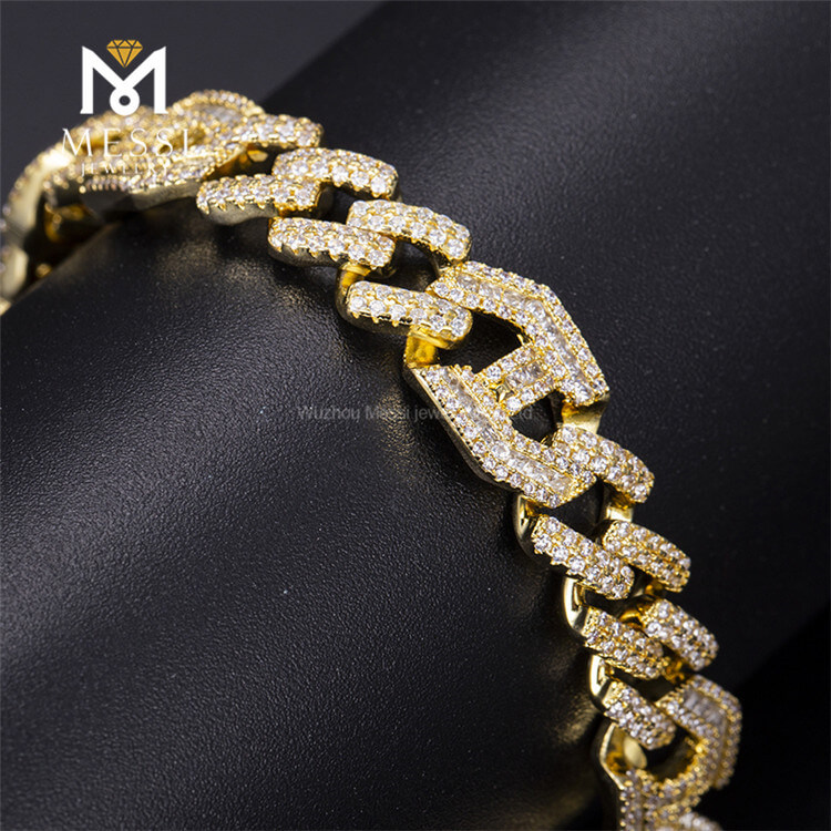 Handmade Moissanite iced out bling 925 Silver Cuban Chain Link