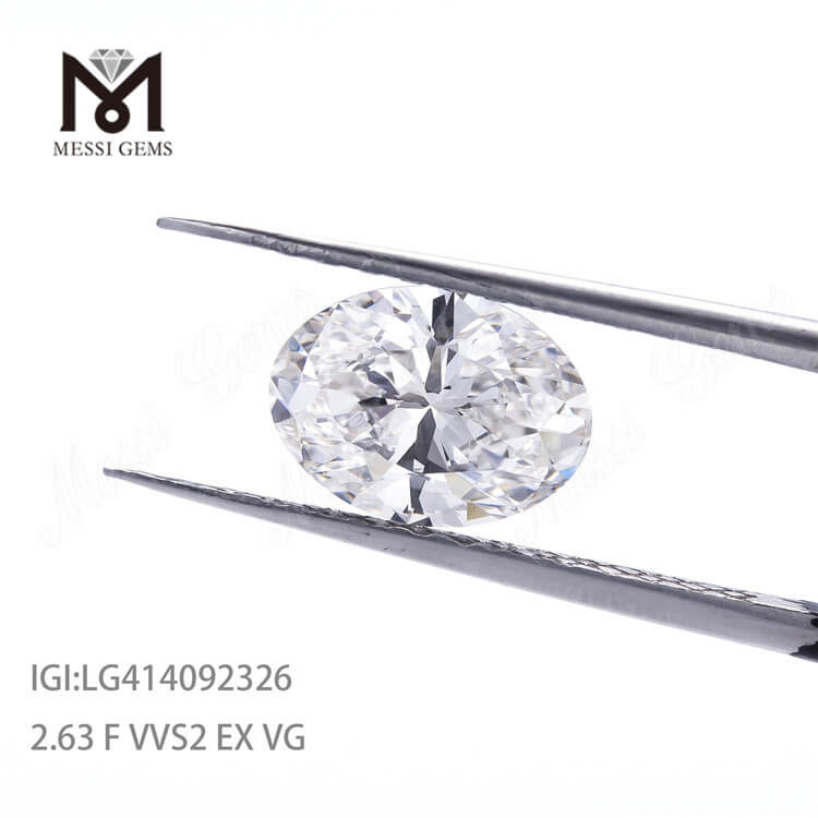 2.63ct VVS2 F EX lab grown diamond OVAL cvd diamonds for sale