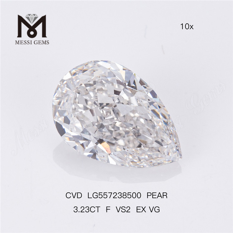 3.23CT F VS2 EX VG CVD PEAR lab grown diamond High Quality
