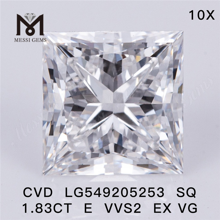 1.83ct SQ cut E VVS2 EX VG manufactured diamonds cost wholesale price on sale