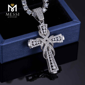 Rapper Moissanite Hip Hop Cross Moissanite Silver /copper/ Brass Necklace