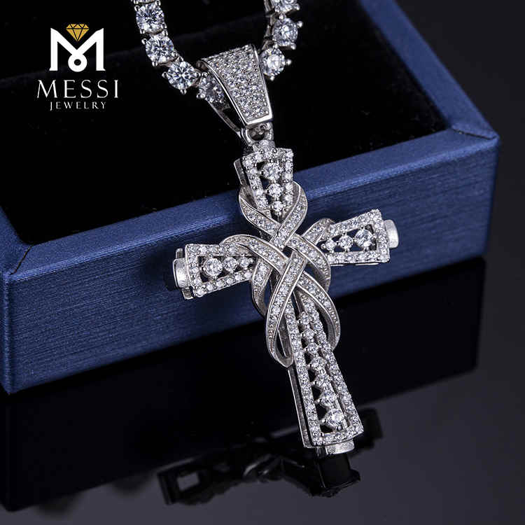Rapper Moissanite Hip Hop Cross Moissanite Silver /copper/ Brass Necklace
