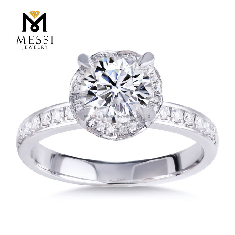 18K White Gold Engagement Ring halo engagement ring for Women Jewelry
