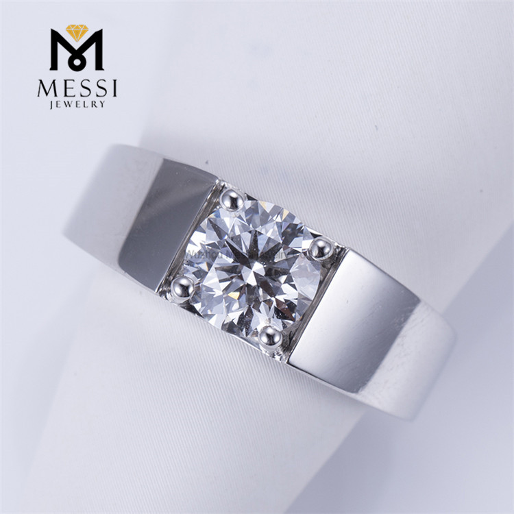 PT950 1 carat Lab Grown Diamond Mens Gold Wedding Rings - Eternal Love in Gold