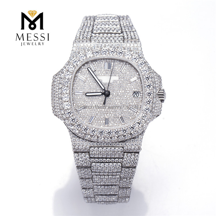 Iced Out Stainless Steel Sparkling Handset VVS Best Moissanite Watches