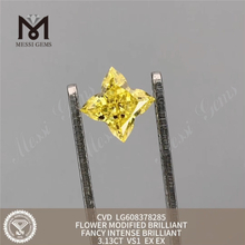 3.13CT VS1 イエロー フラワー ルース グロウン ダイヤモンド CVD LG608378285 