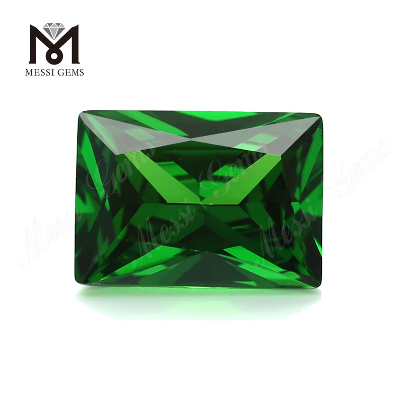 Top selling bagutte cut 10x14mm wholesale cubic zirconia green cz gemstone
