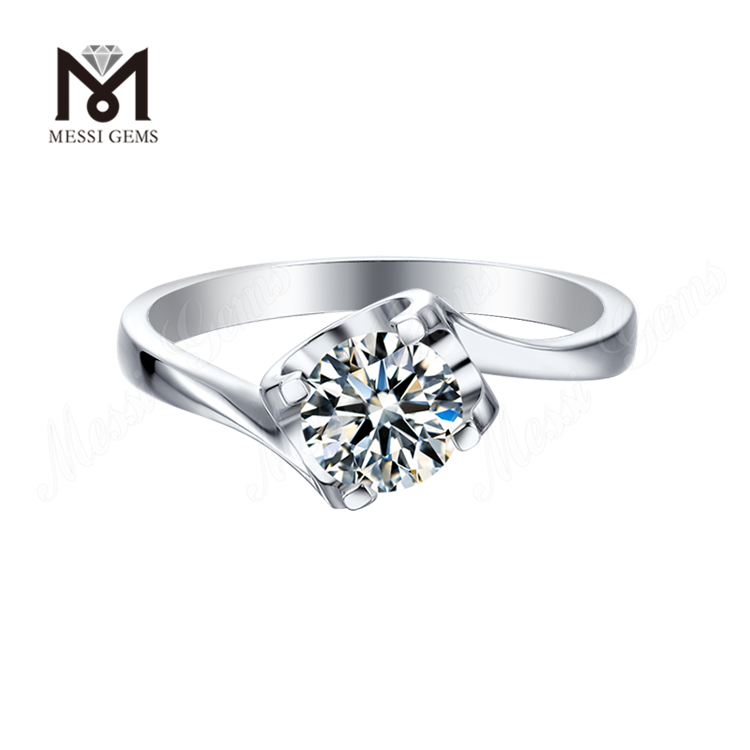 1ct Moissanite Solitaire Ring 14k Gold Plating Wedding Silver Ring