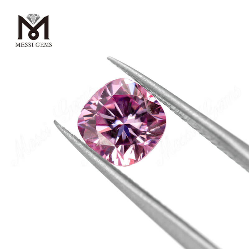 GRA Pink Colour Cushion Cut 3-9mm synthetic moissanite