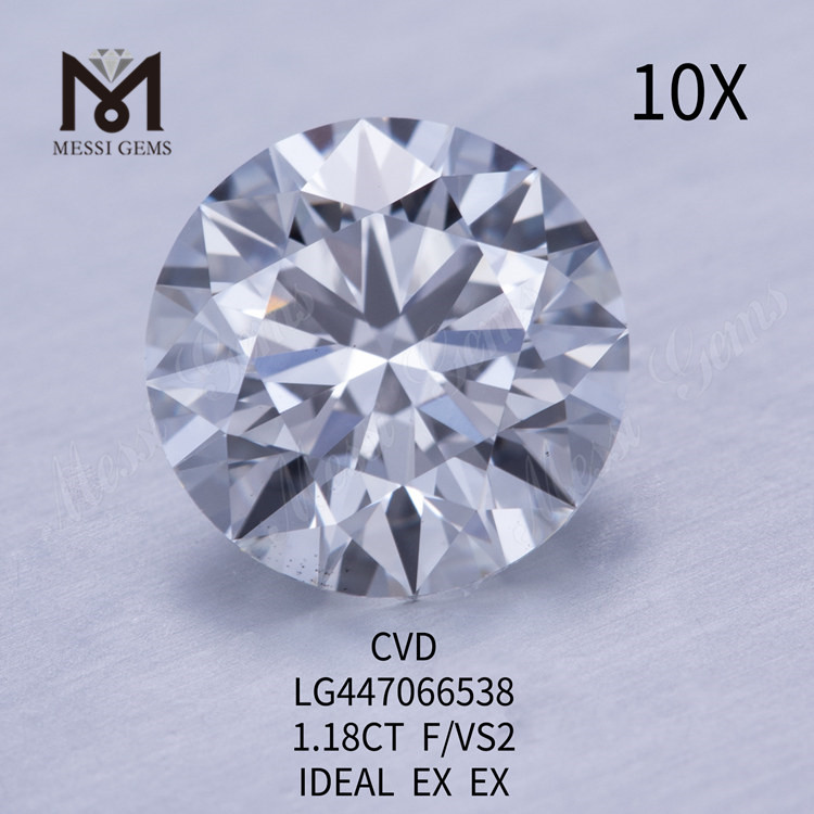 1.18 carat F VS2 Round BRILLIANT IDEAL Cut CVD lab made diamond cost