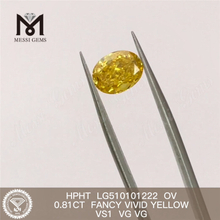 0.81ct Fancy Yellow Vs Lab Diamond OV Shape HPHT Synthetic Diamonds Factory Price