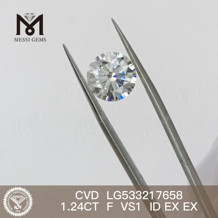 1.24ct F round cvd man made diamond vs RD cvd diamond factory price
