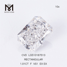 1.01CT RECTANGULAR MODIFIED BRILLIANT Cutting F VS1 EX CVD Lab Grown Diamond IGI Certificate