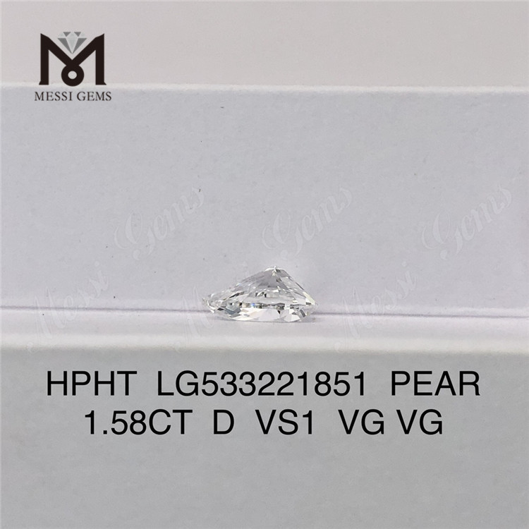 1.58ct D VS1 best loose lab diamond PEAR Brilliant loose lab diamond wholesale CVD