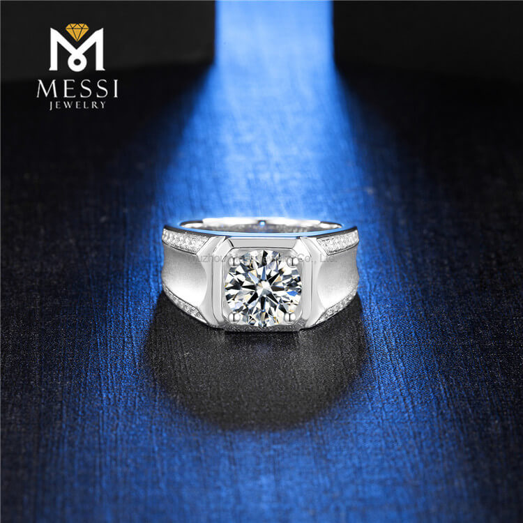 Wedding Engagement 14K 18k Gold Plated 925 Sterling Silver Rings 2CT 8mm Moissanite Man Ring