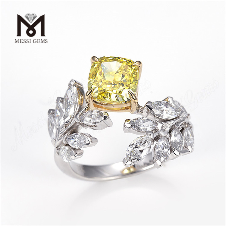 Yellow lab grown diamond Symbol of Enduring Love 1 carat Cushion Cut Ring
