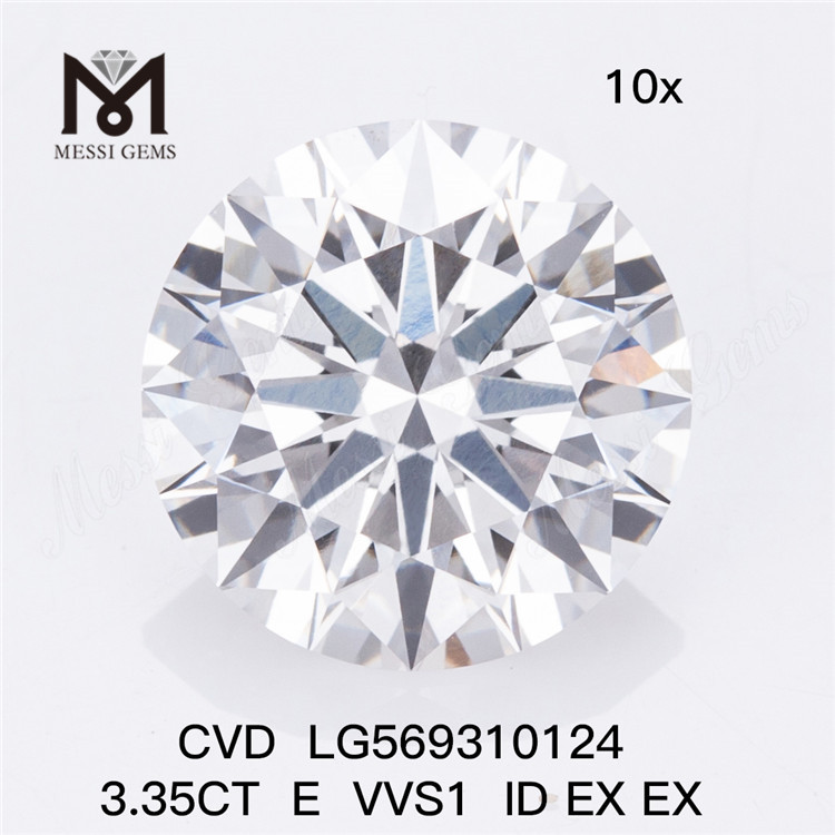 3.35CT E VVS1 ID EX EX Lab Grown Certified Diamonds