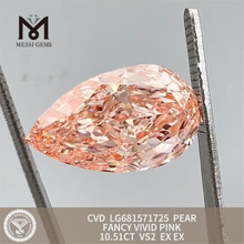 10.51CT PEAR FANCY VIVID PINK VS2 EX EX diamant de culture de laboratoire &eacute;thique IGI LG681571725 