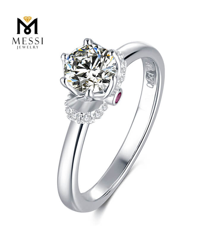 Fashion Design 6.5mm 1ct Moissanite Solitaire Woman Ring Wholesale 925 Sterling Silver Ring 