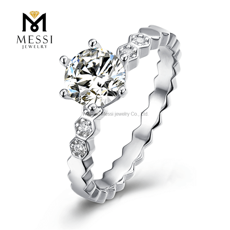 high quality 925 sterling silver 14k white gold plating DEF moissanite jewelry engagement ring