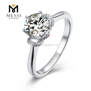 Wuzhou 1ct moissanite diamond ring white gold plating sterling silver ring 925