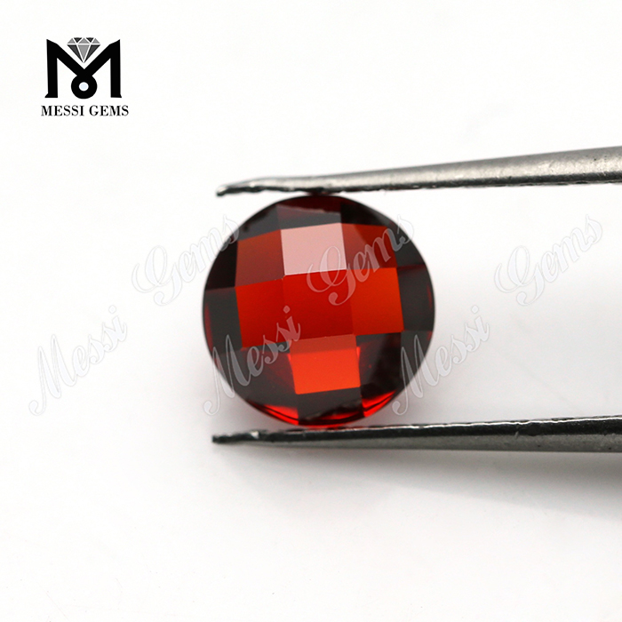 Wholesale Machine Cut Garnet 8mm round Cubic Zirconia Stone 