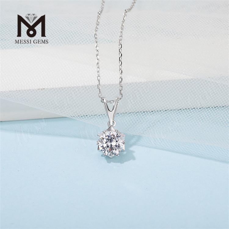 Messi Gems 1 Carat Moissanite Diamond 925 Sterling Silver Pendant for Women