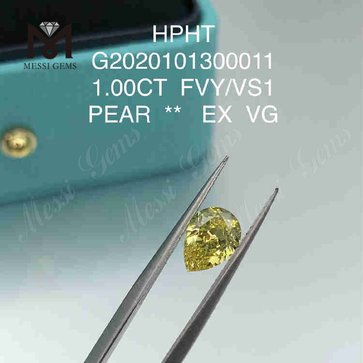 1ct FVY VS1 PEAR cut lab grown diamond EX
