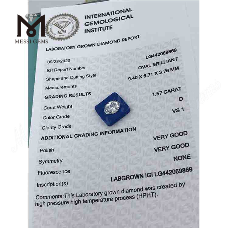 1.57 ct OVAL D VS1 lab diamond price per carat