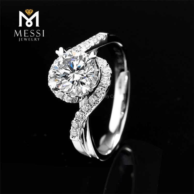 Engagement 18k White Gold moissanite rings Claw Setting 6.5mm 1ct Moissanite Rings Jewelry