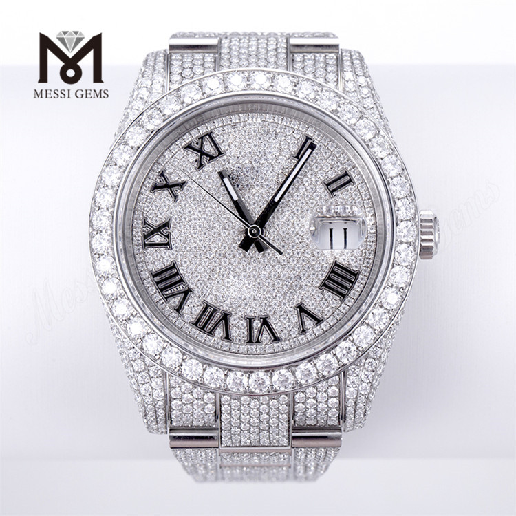 Men Luxury Hand Set Iced Out Diamond Vvs Moissanite Watch