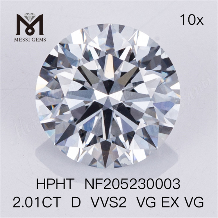 2.01CT Round Brilliant Cut D Vvs2 VG EX VG 2 carat lab grown diamond cost