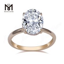 Bague de fian&ccedil;ailles solitaire ovale en or rose 14 carats avec diamants cultiv&eacute;s en laboratoire en vente